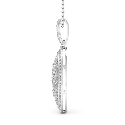 1.15CT Round Cut Diamond Moissanite Leaf Necklace In White Gold