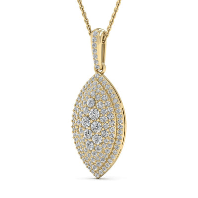 1.15CT Round Cut Diamond Moissanite Leaf Necklace In White Gold