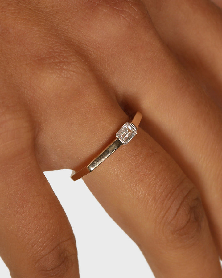 0.40 TCW Emerald  Lab Grown Diamond Minimalist Ring