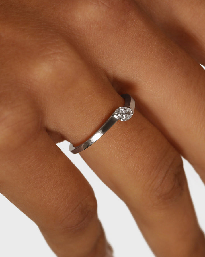 0.30 TCW Oval  Lab Grown Diamond Minimalist Ring