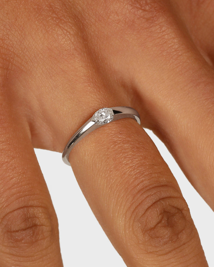 0.30 TCW Pear  Lab Grown Diamond Minimalist Ring