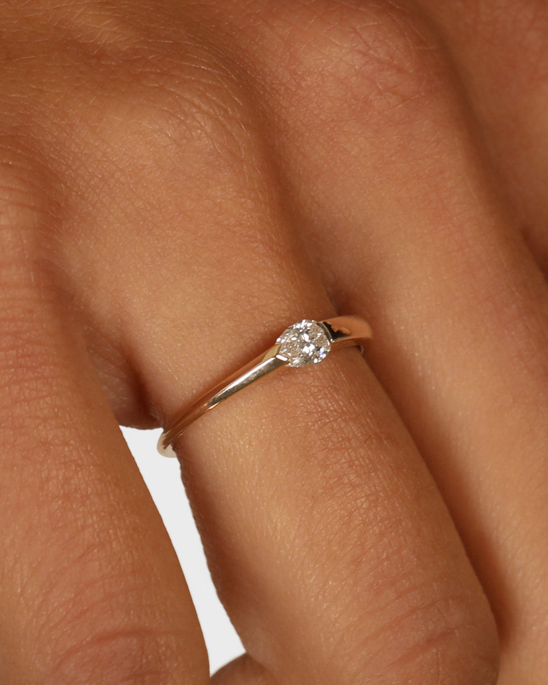 0.30 TCW Pear  Lab Grown Diamond Minimalist Ring