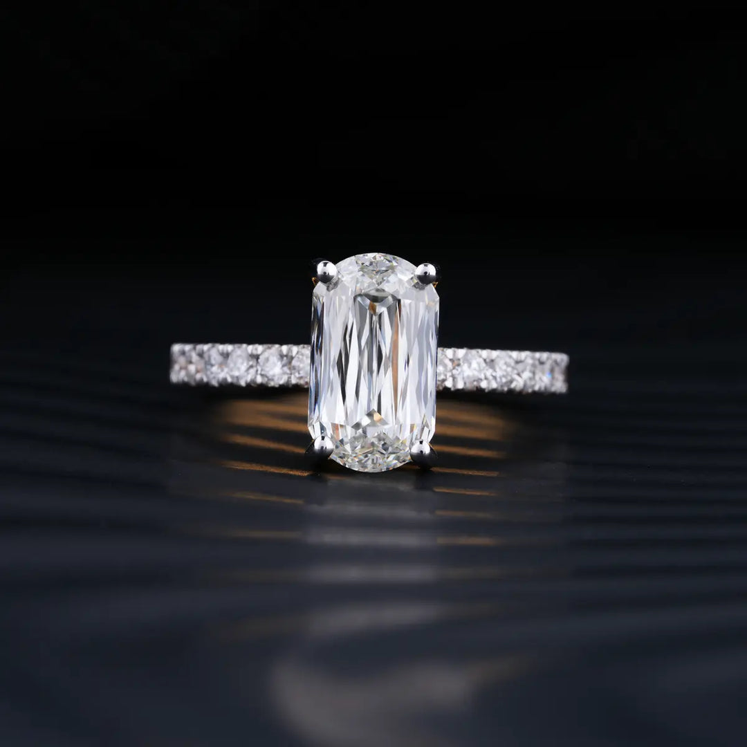 4.0 CT Ashoka Cut Moissanite Solitaire Pave Engagement Ring