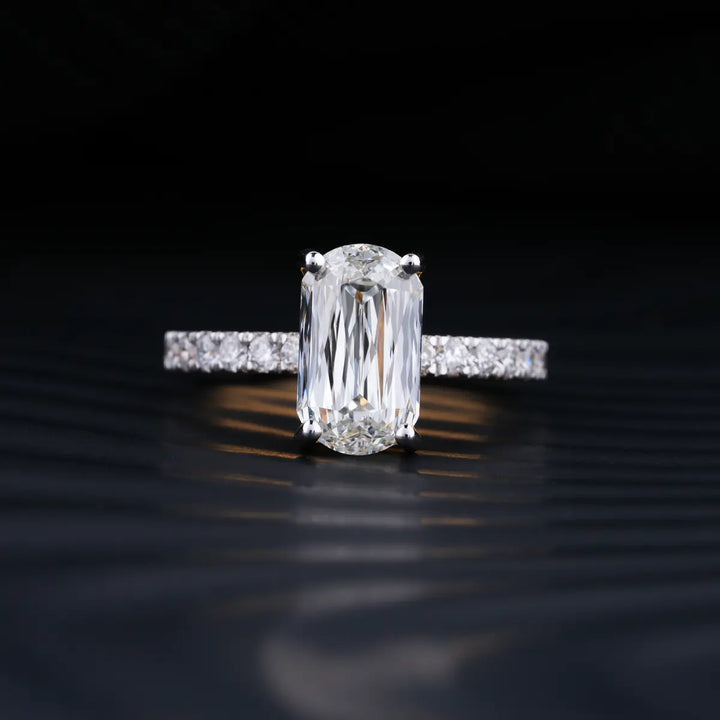 4.0 CT Ashoka Cut Moissanite Solitaire Pave Engagement Ring