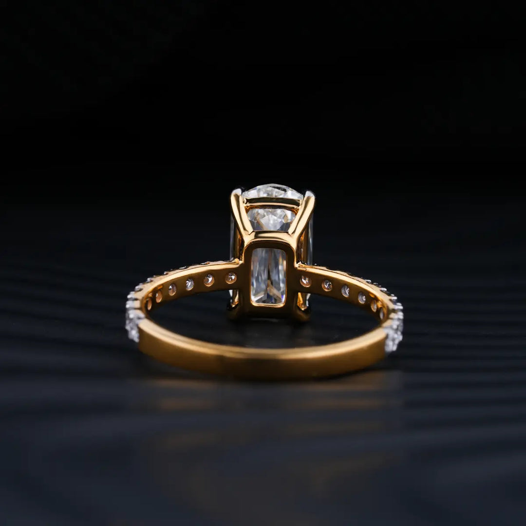 4.0 CT Ashoka Cut Moissanite Solitaire Pave Engagement Ring