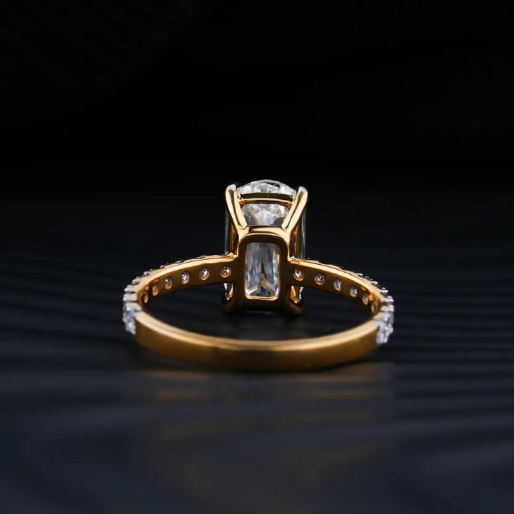 4.0 CT Ashoka Cut Moissanite Solitaire Pave Engagement Ring