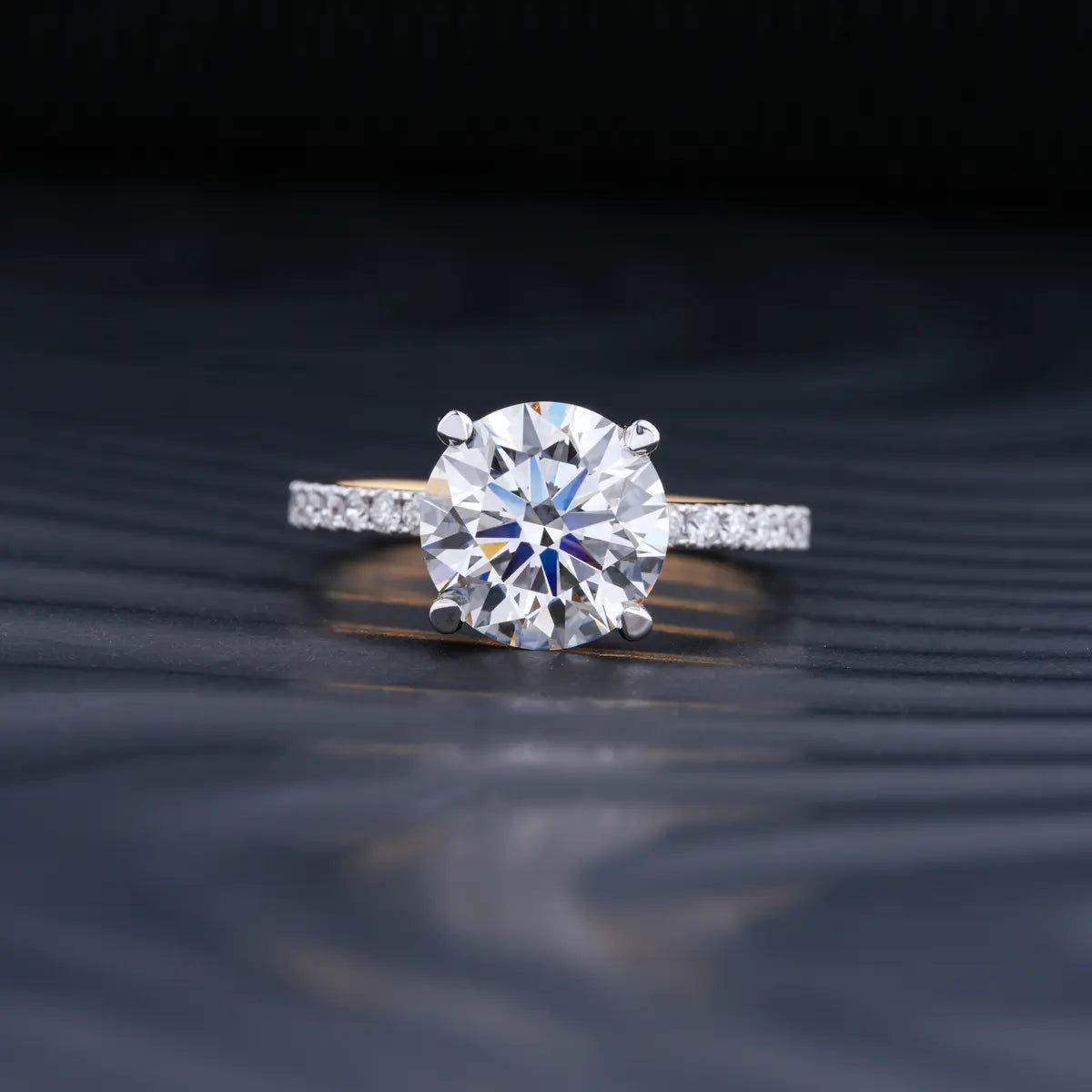 4.0 CT Round Cut Hidden Halo Moissanite Diamond Pave Engagement Ring
