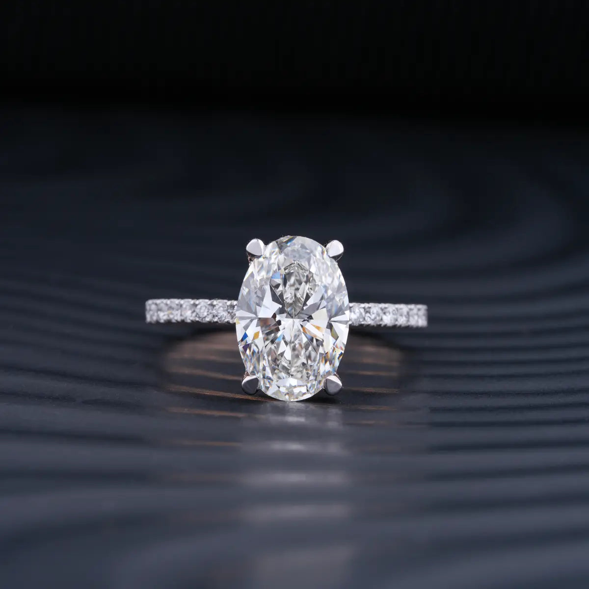 2.0 CT Oval Cut Hidden Halo Moissanite Diamond Pave Engagement Ring