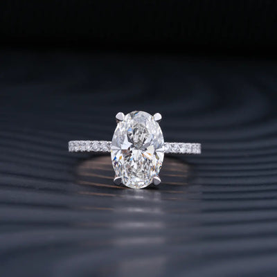 2.0 CT Oval Cut Hidden Halo Moissanite Diamond Pave Engagement Ring