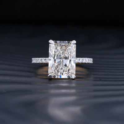 4.0 CT Radiant Cut Hidden Halo Moissanite Diamond Pave Engagement Ring