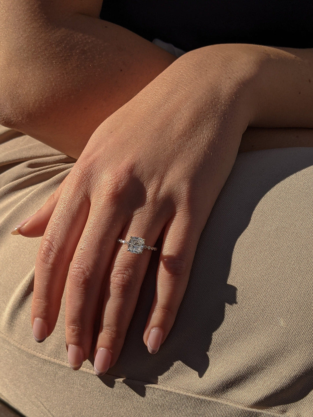 1.0-3.0 CT Cushion Diamond Engagement Ring With Pave Setting