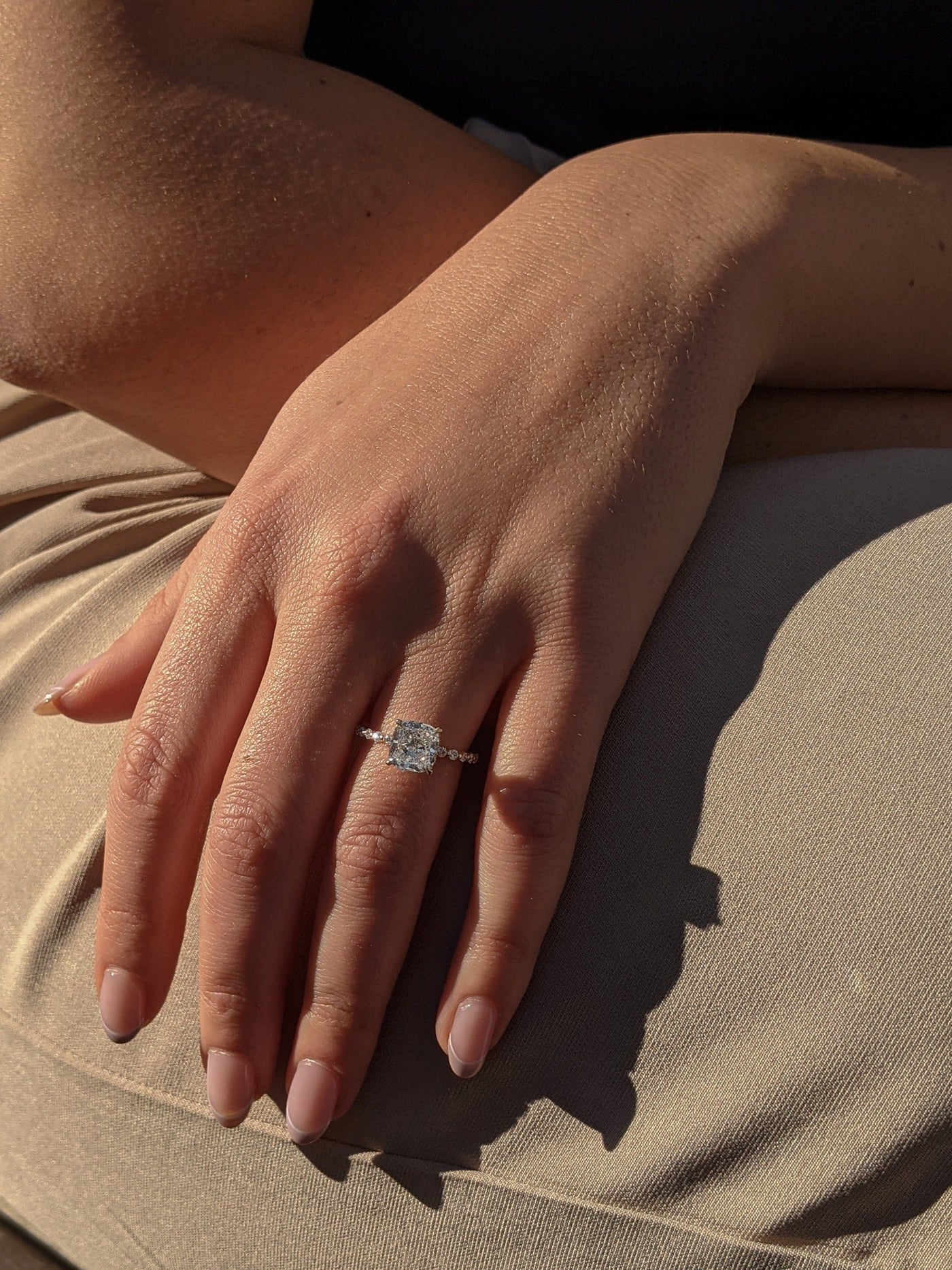 1.0-3.0 CT Cushion Diamond Engagement Ring With Pave Setting