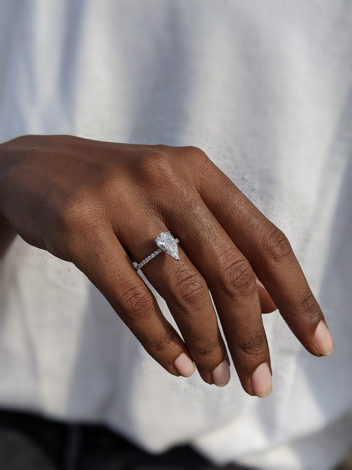 1.70 - 3.50 CT Pear Diamond Pave Style Engagement Ring