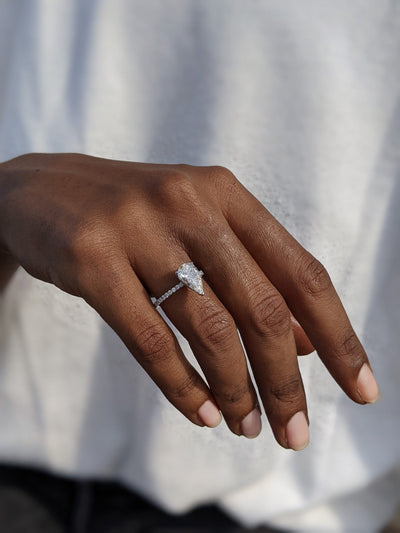 1.70 - 3.50 CT Pear Diamond Pave Style Engagement Ring