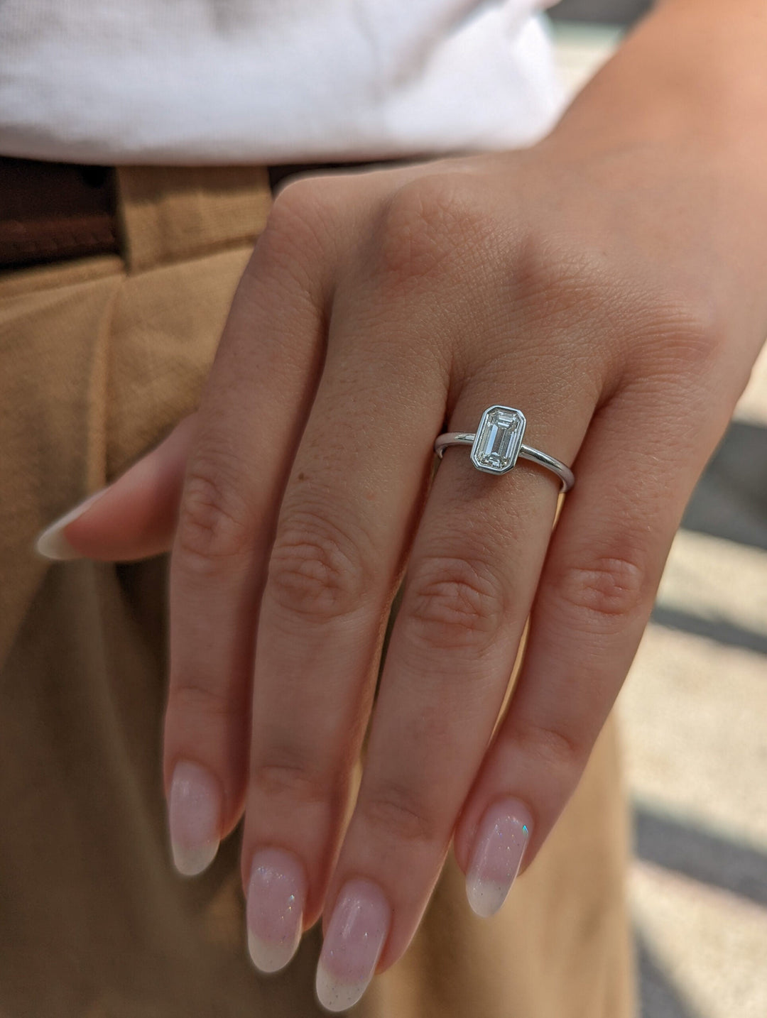 0.84-3.0 CT Emerald Diamond Solitaire Engagement Ring