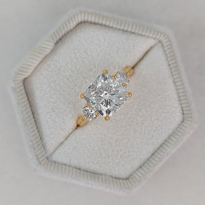 1.50-3.55 CT Cushion Diamond 3 Stones Engagement Ring
