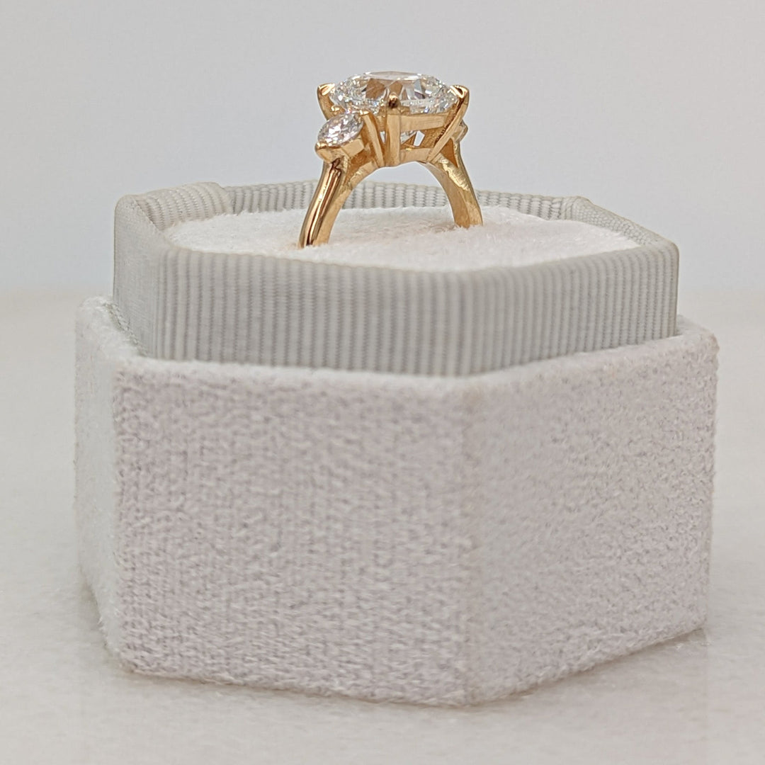 1.50-3.55 CT Cushion Diamond 3 Stones Engagement Ring
