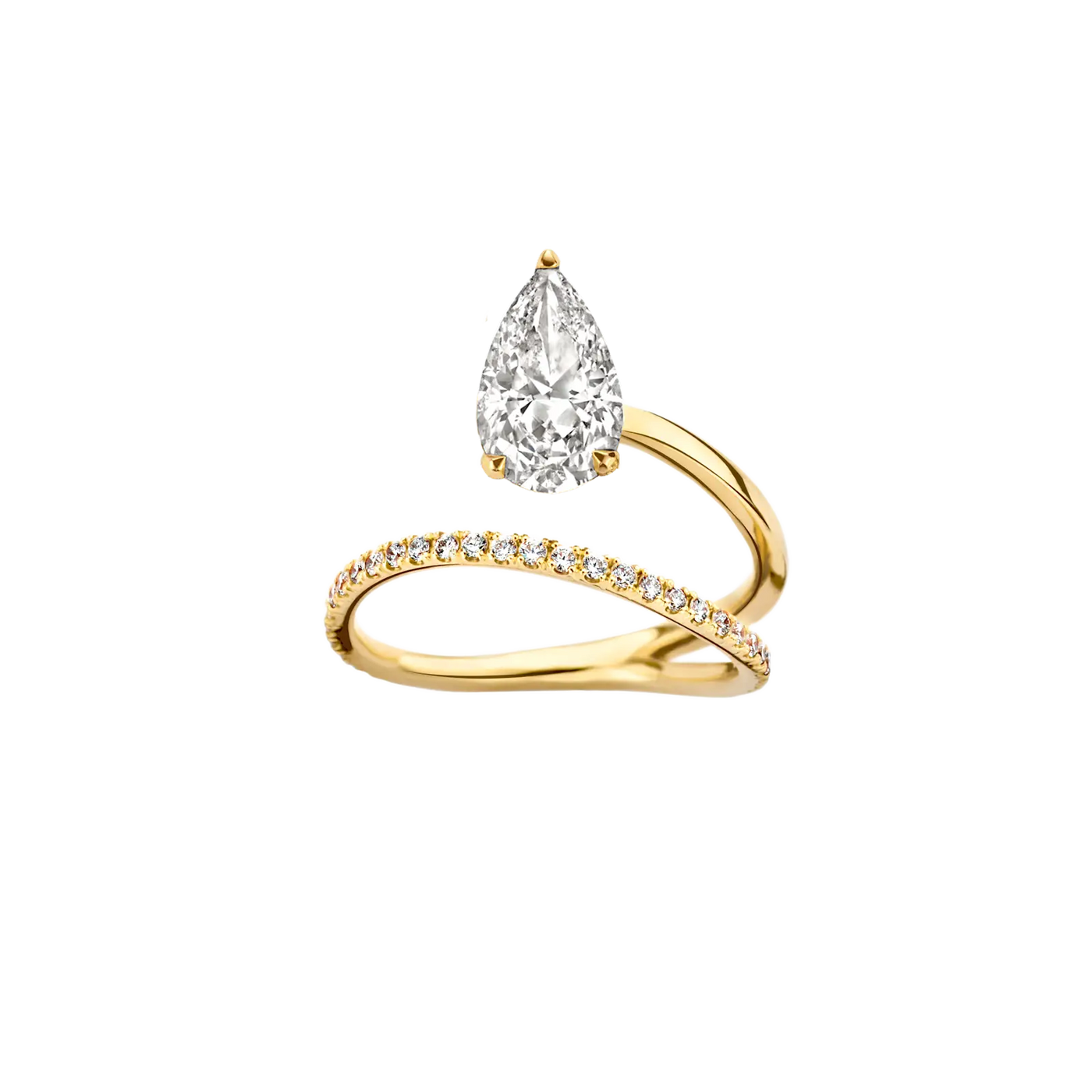 1.25CT Pear Diamond Unique Pave Moissanite Engagement Ring