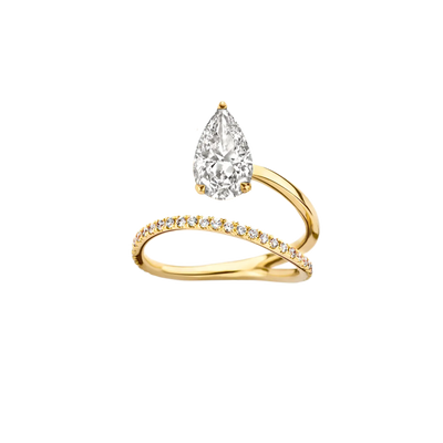 1.25CT Pear Diamond Unique Pave Moissanite Engagement Ring