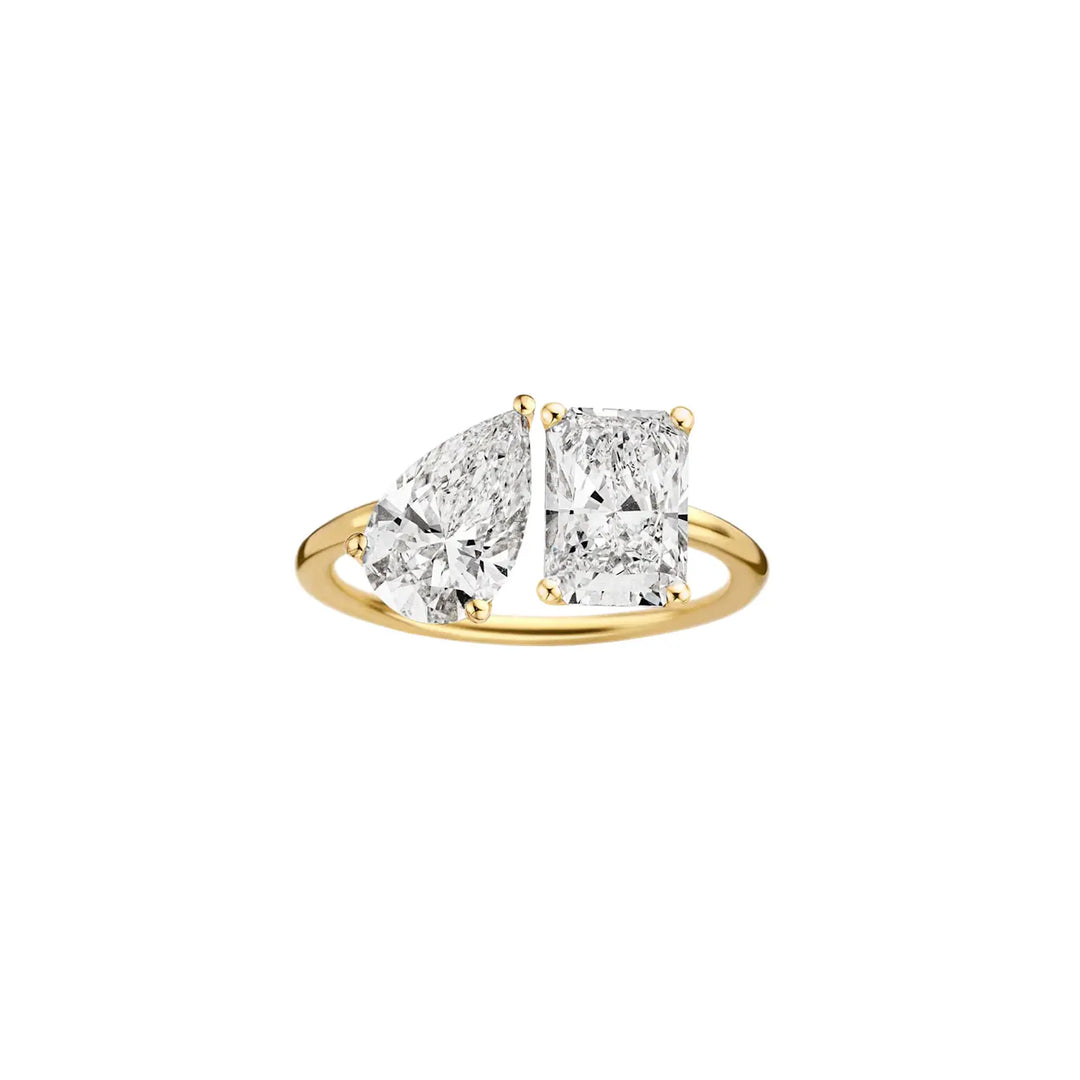 2.75TCW Pear & Radiant Cut Unique Toi Et Moi Engagement Ring