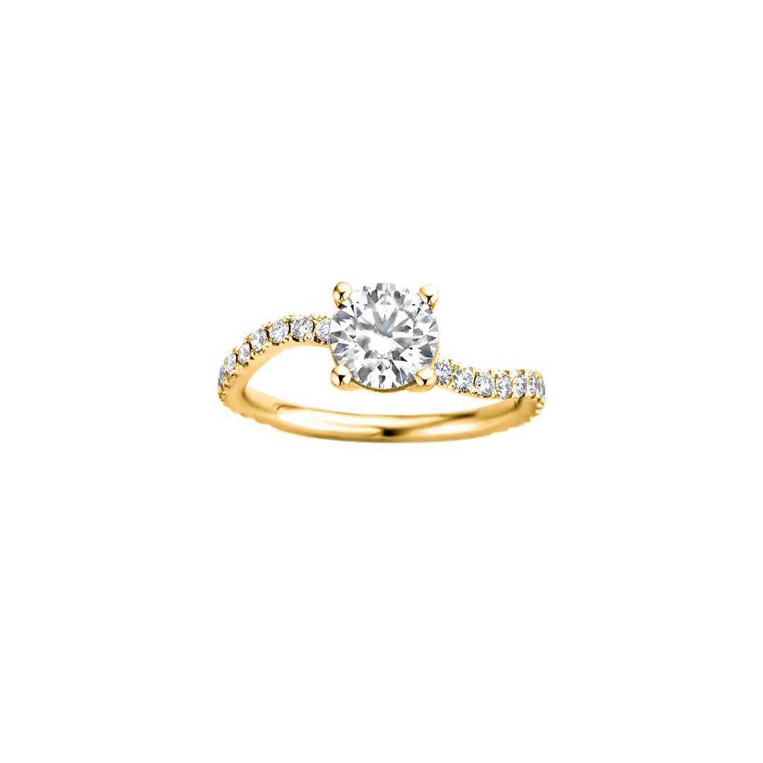 1.0CT Round Diamond Unique Pave Setting Engagement Ring