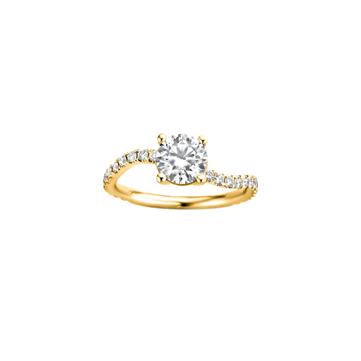 1.0CT Round Diamond Unique Pave Setting Engagement Ring
