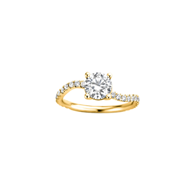 1.0CT Round Diamond Unique Pave Setting Engagement Ring