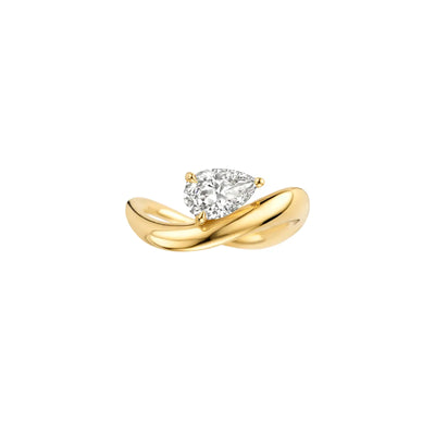 1.50CT East West Pear Cut Unique Moissanite Engagement Ring