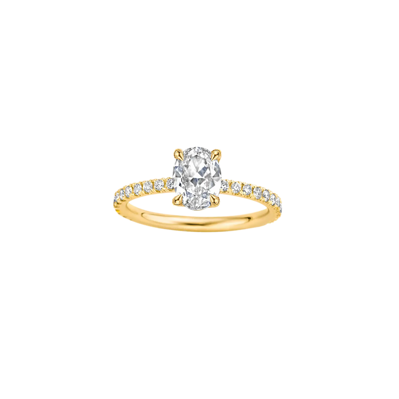 1.20CT Oval Cut Pave Set Moissanite Engagement Ring