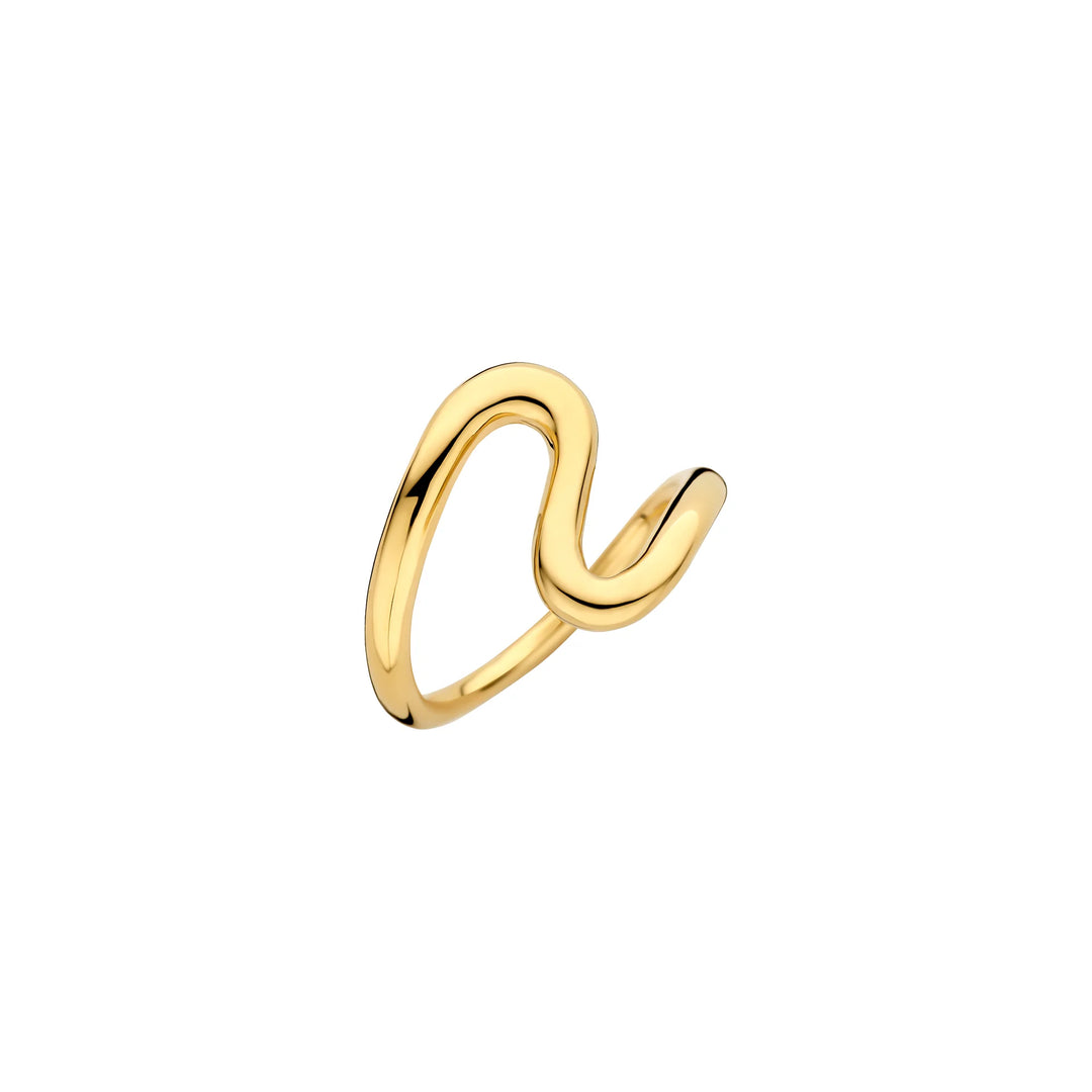14K Solid Gold Plain Free Form Engagement Ring For Her