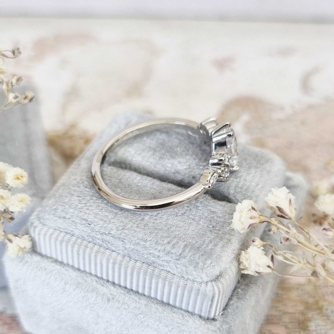 1.0-3.0 CT Pear Art Deco Style Lab Grown Diamond Engagement Ring