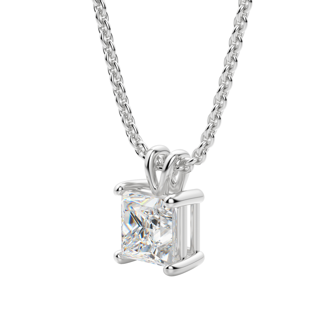 0.25 CT- 1.0 CT Princess Solitaire F/VS Lab Grown Diamond Necklace
