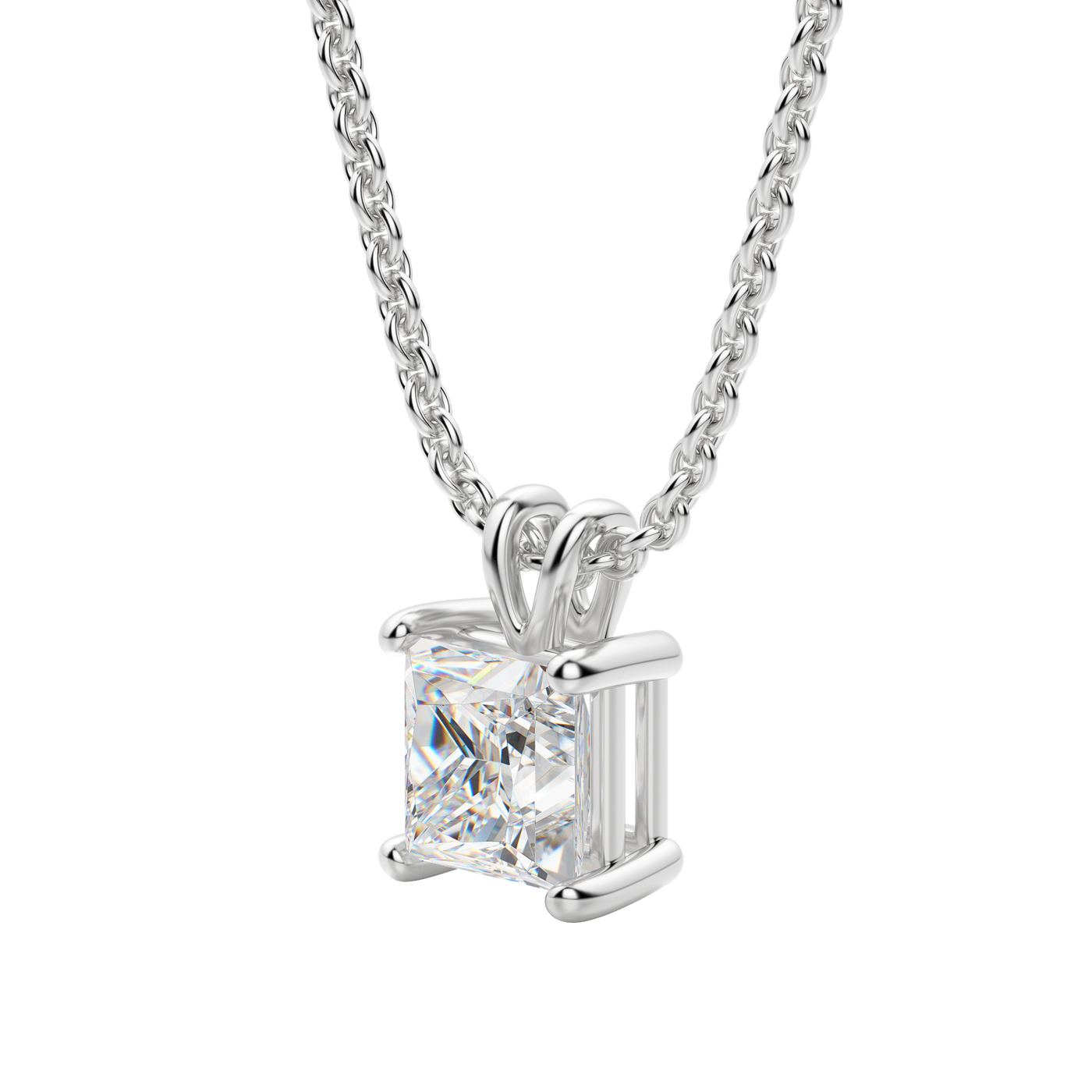 0.25 CT- 1.0 CT Princess Solitaire F/VS Lab Grown Diamond Necklace