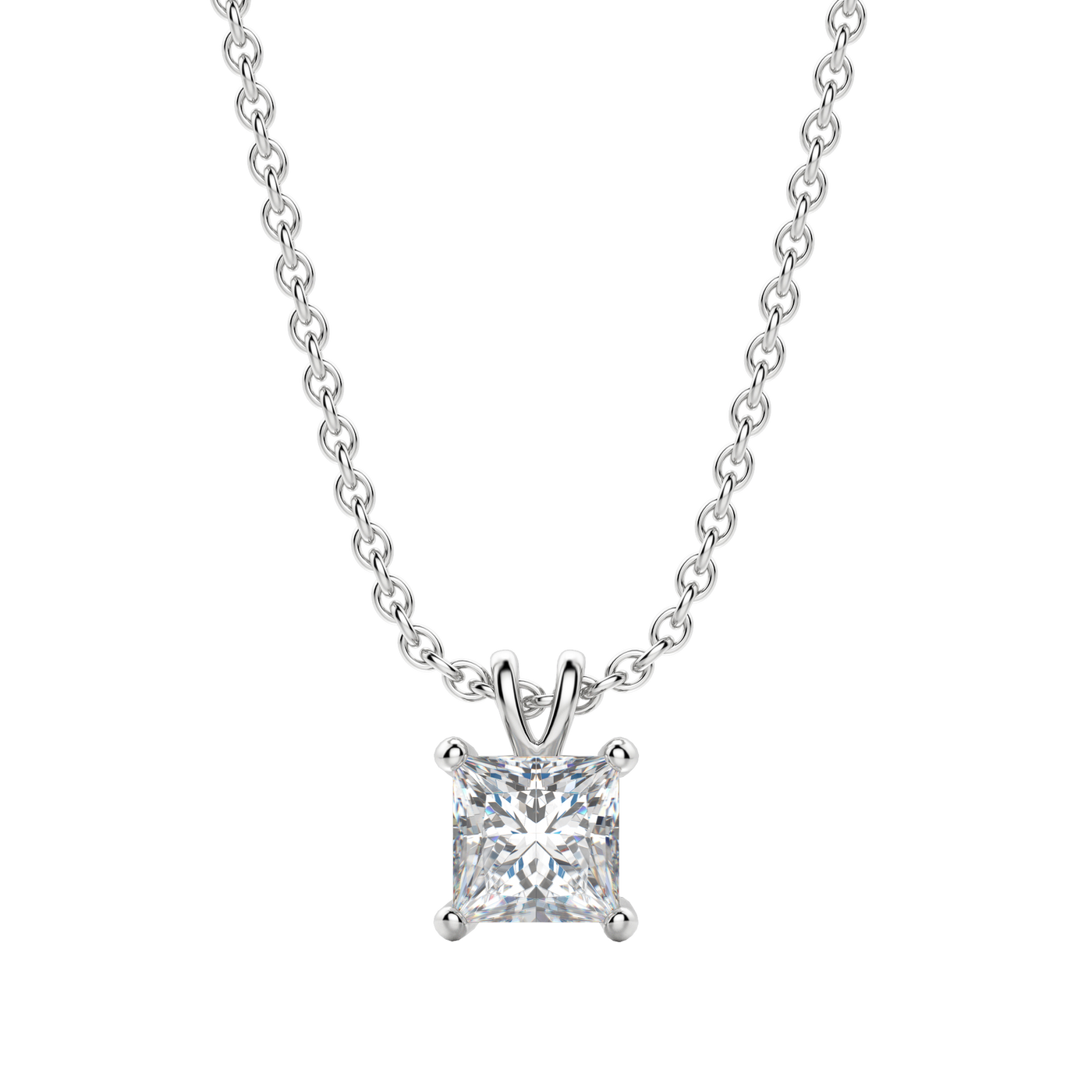 0.25 CT- 1.0 CT Princess Solitaire F/VS Lab Grown Diamond Necklace