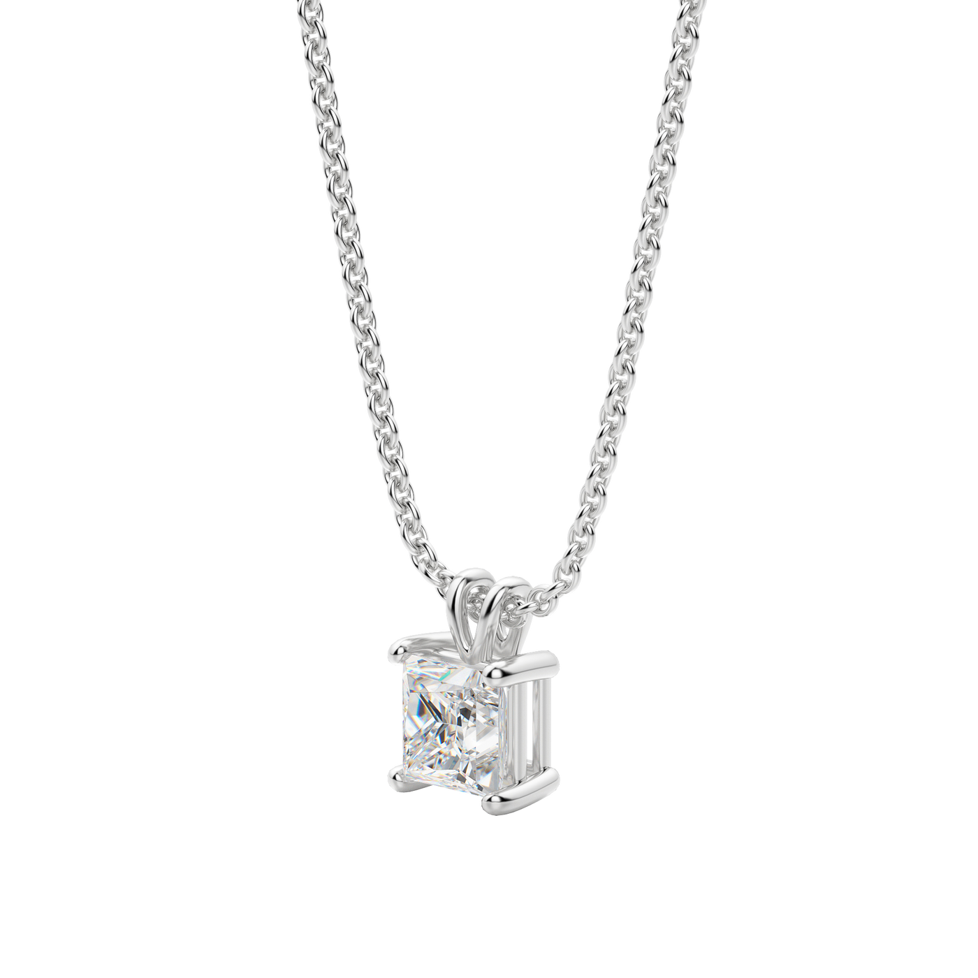0.25 CT- 1.0 CT Princess Solitaire F/VS Lab Grown Diamond Necklace
