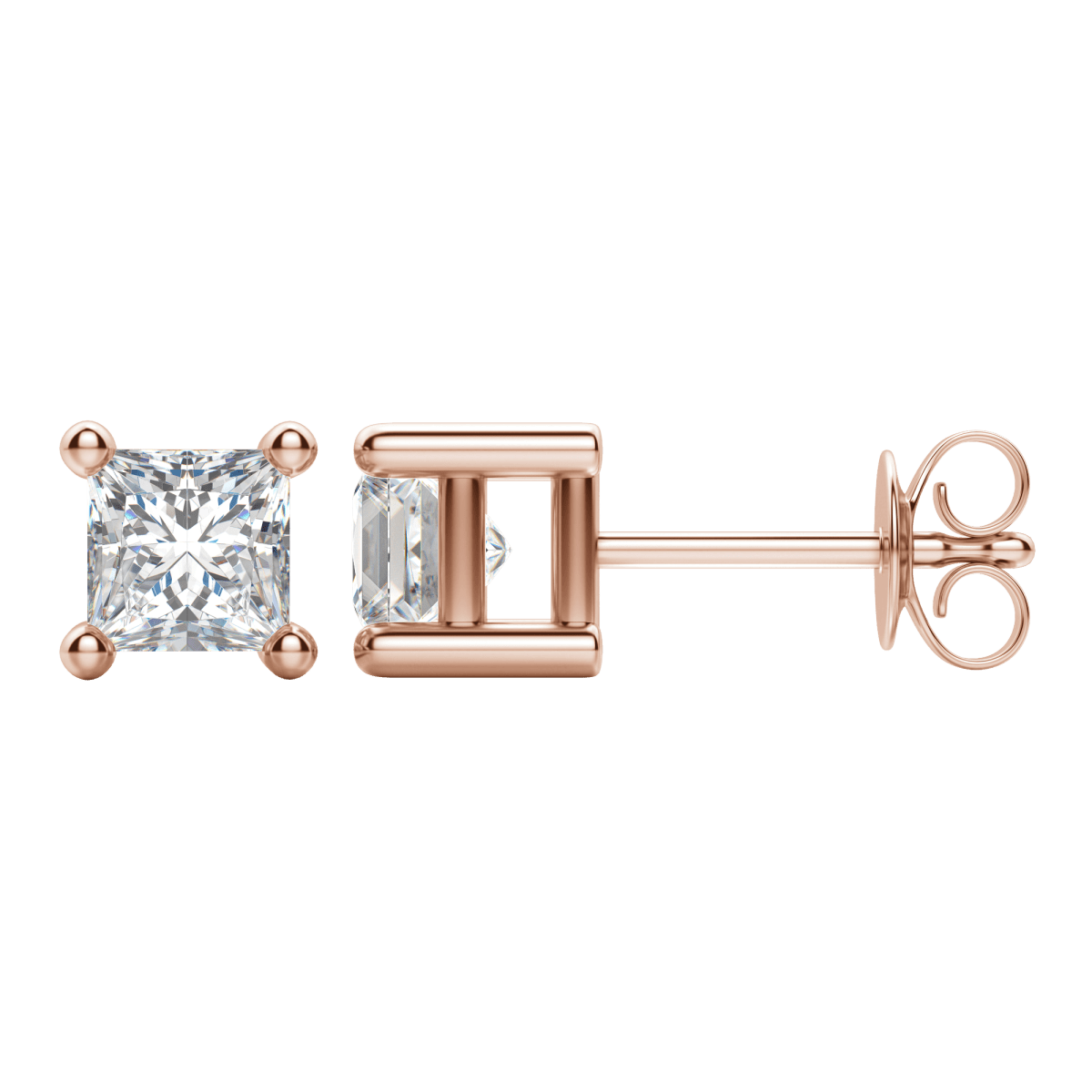 0.50 CT-2.0 CT Princess Solitaire F/VS Lab Grown Diamond Earrings