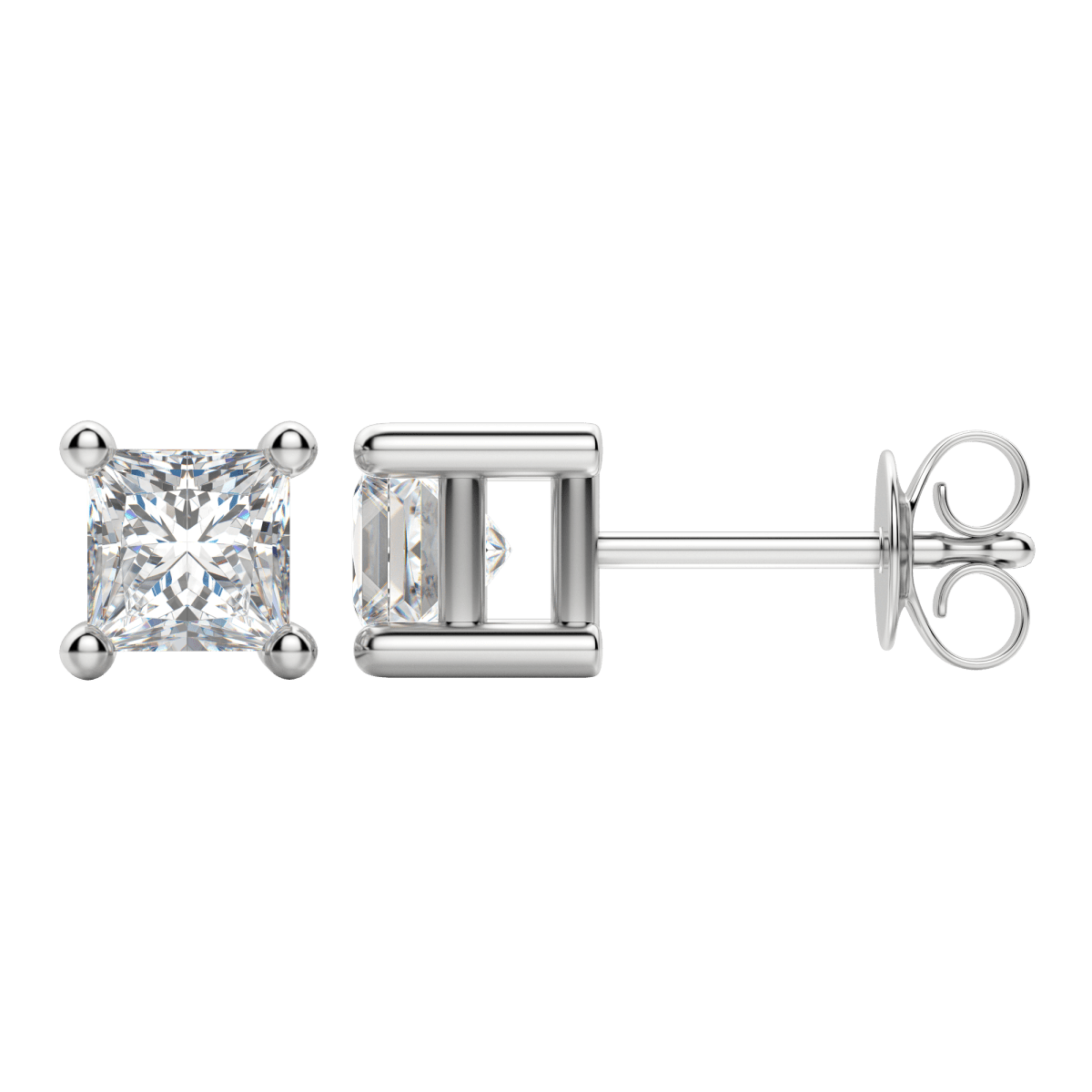 0.50 CT-2.0 CT Princess Solitaire F/VS Lab Grown Diamond Earrings