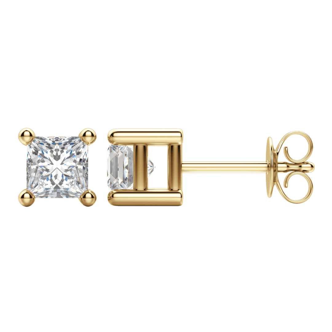 0.50 CT-2.0 CT Princess Solitaire F/VS Lab Grown Diamond Earrings