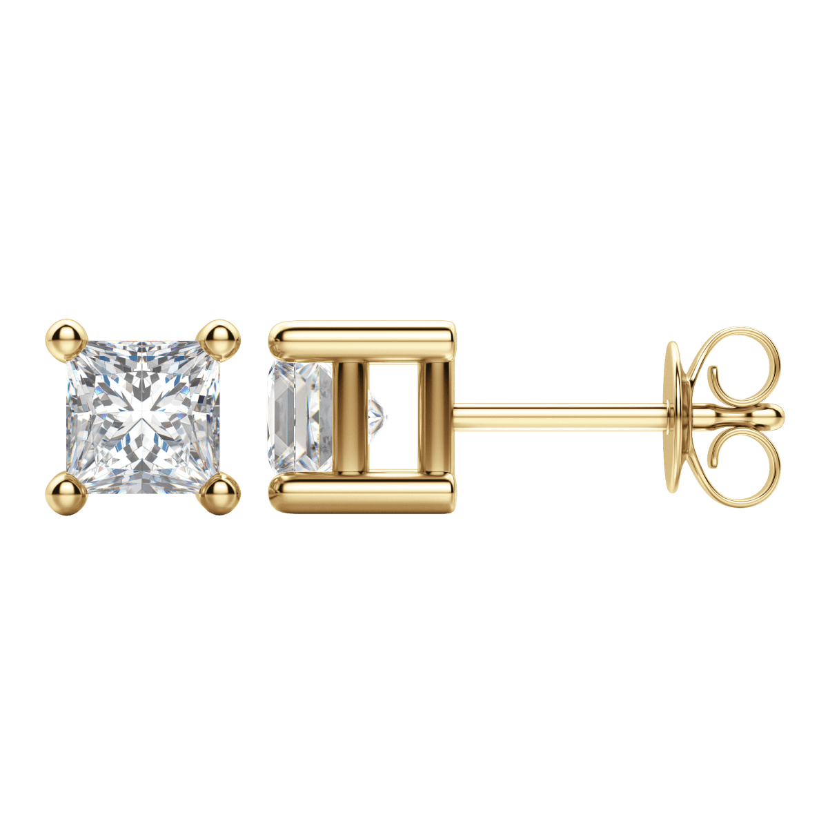 0.50 CT-2.0 CT Princess Solitaire F/VS Lab Grown Diamond Earrings