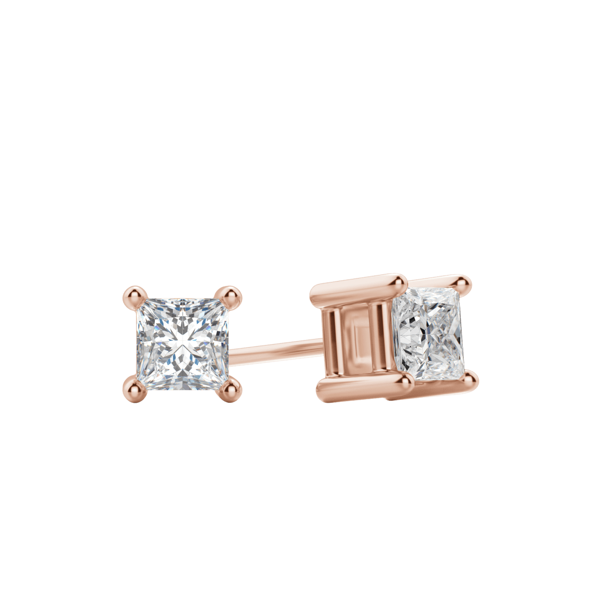 0.50 CT-2.0 CT Princess Solitaire F/VS Lab Grown Diamond Earrings
