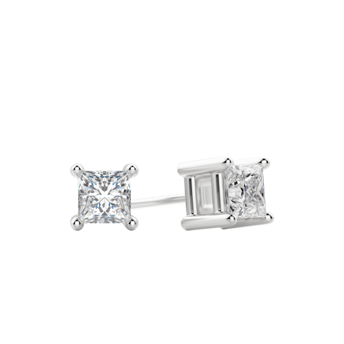 0.50 CT-2.0 CT Princess Solitaire F/VS Lab Grown Diamond Earrings