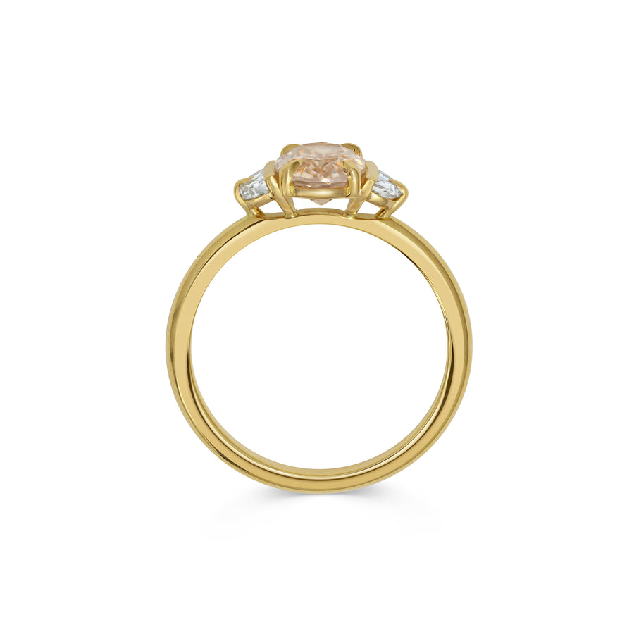 1.50CT Peach Sapphire Oval Diamond Three Stone Lab Grown Engagement Ring