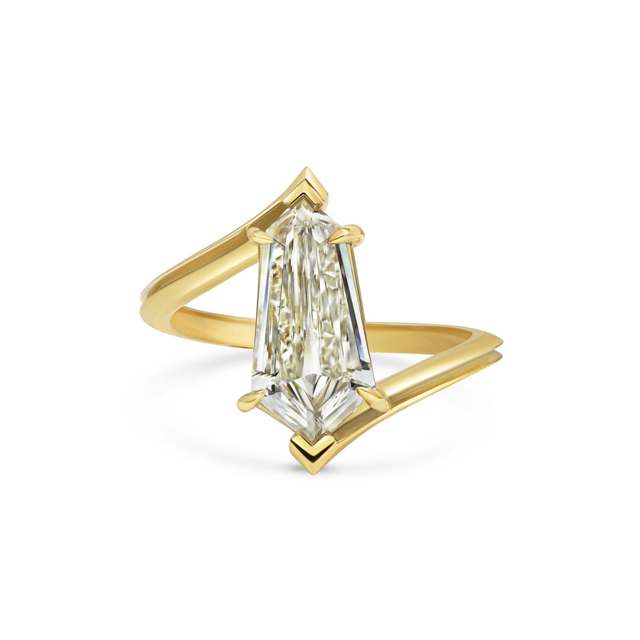 2.00CT Fancy Yellow Kite Cut Diamond Unique Bypass Shank Lab Grown Ring