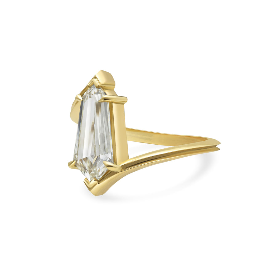 2.00CT Fancy Yellow Kite Cut Diamond Unique Bypass Shank Lab Grown Ring