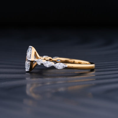 1.0 CT Oval Cut Pave Moissanite Diamond Engagement Ring