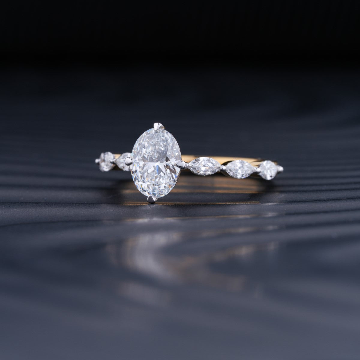 1.0 CT Oval Cut Pave Moissanite Diamond Engagement Ring