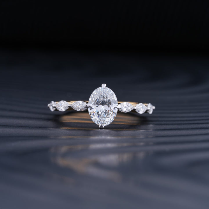 1.0 CT Oval Cut Pave Moissanite Diamond Engagement Ring