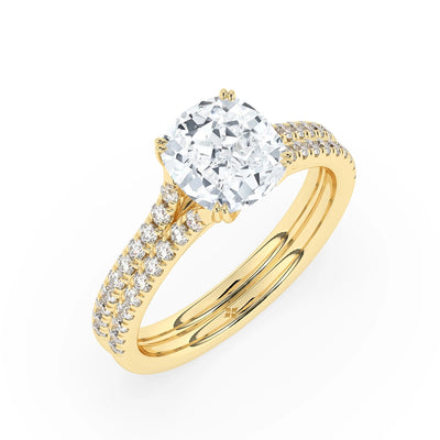 2.0 CT Elongated Cushion Cut Split Shank Moissanite Engagement Ring