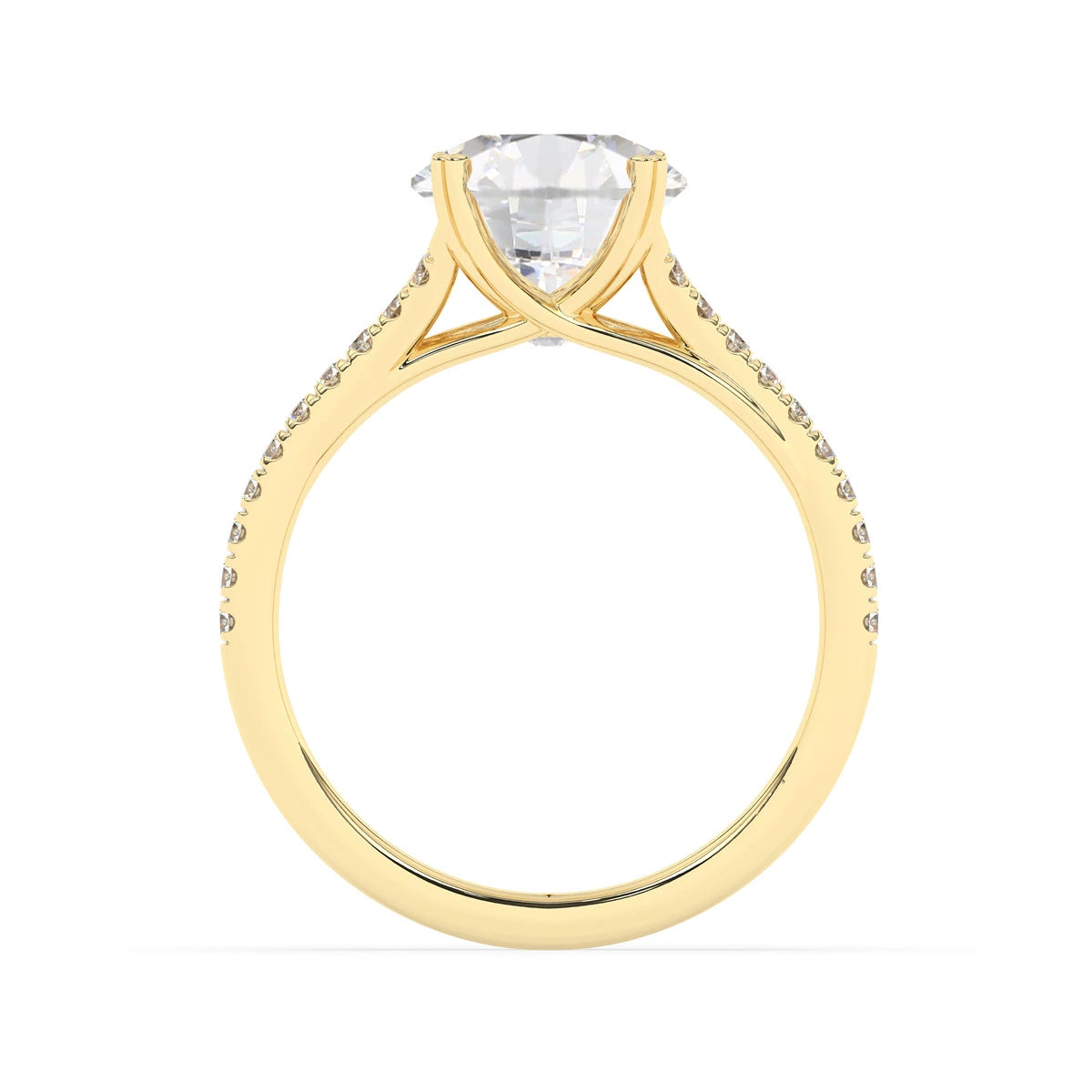 2.0 CT Round Cut Split Shank Moissanite Engagement Ring