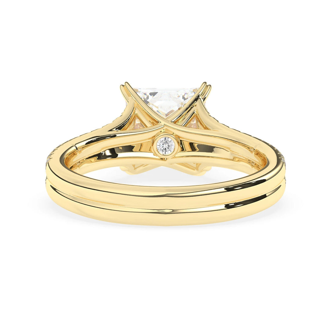 2.0 CT Princess Cut Pear Cut Split Shank Moissanite Engagement Ring
